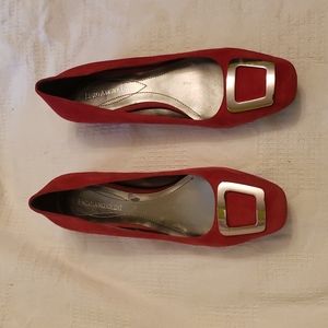 Enzo Angiolini Red Women's Shoes Buckle Loafers